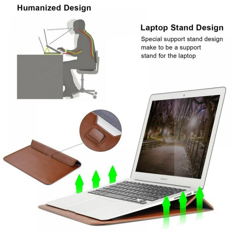 11/12/13/14/15/16 Inch PU Leather Laptop Sleeve Case with Stand Function  for MacBook - Walmart.com