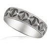 Men's Brushed White Gold Ring with Diamond Accents