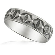 Men's Brushed White Gold Ring with Diamond Accents