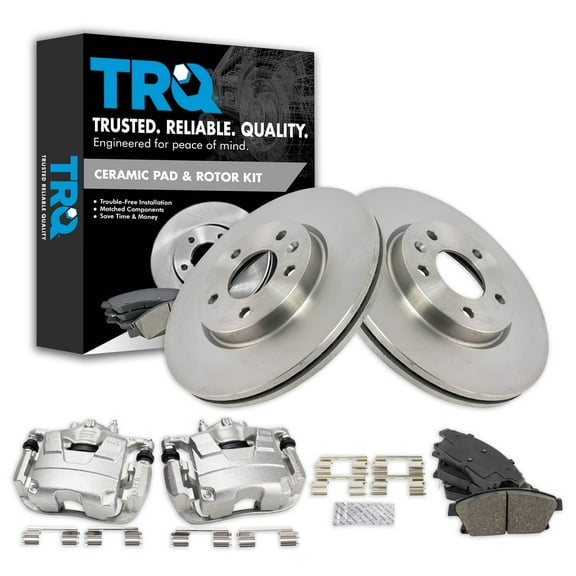 TRQ Front Brake Pad & Rotor Kit Brake Caliper Brake Pads Brake Rotor Ceramic Fits Select 2012-2017 Buick Verano 2014-2015 Chevrolet Cruze 2011-2015 Volt