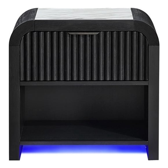 Beckett Black and White Nightstand with LED and Speaker