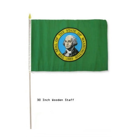 12x18 Wholesale Lot 3 State of Washington Stick Flag 30" wood staff