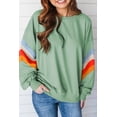 thumbnail image 4 of Women's Moonlight Jade Rainbow Striped Sleeve Crew Neck Loose Fit Sweatshirt - [ZhiHiMeRi] | (US 12-14)L, 4 of 12