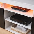thumbnail image 4 of Lenexa 68" TV Console Table for TVs up to 75", Media Console Table Entertainment Center with RGB LED Lights and 2 Storage Cabinets, White w/ Black Doors, 4 of 6