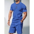 thumbnail image 5 of Men'S 2 Piece Outfits Short Sleeve Casual Shirt and Shorts Sets Royal XL, 5 of 7