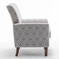 thumbnail image 4 of Sillón de mezcla de poliéster con patrones, marco de madera de abedul sólido con piernas cónicas marrones, silla de acento acolchada de espuma con detalle de adorno para la oficina de la sala de estar, 4 of 5