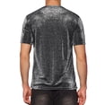 thumbnail image 3 of Camisetas de malla transparente Inspire Chic para hombres, camiseta de manga corta, camiseta brillante de purpurina metálica, 2XL plateada, 3 of 6