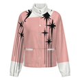 thumbnail image 5 of Jackets for Women Winter Coat Jackets Flannel Stand Collar Jacket(Pink Background Black Starburst Design,Size:S-4XL), 5 of 7