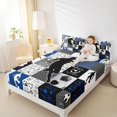 thumbnail image 4 of jejeloiu Football Game Gaming Queen Sheet Sets,Blue White Gray Buffalo Bed Set For Men Women 4-Piece, 4 of 7