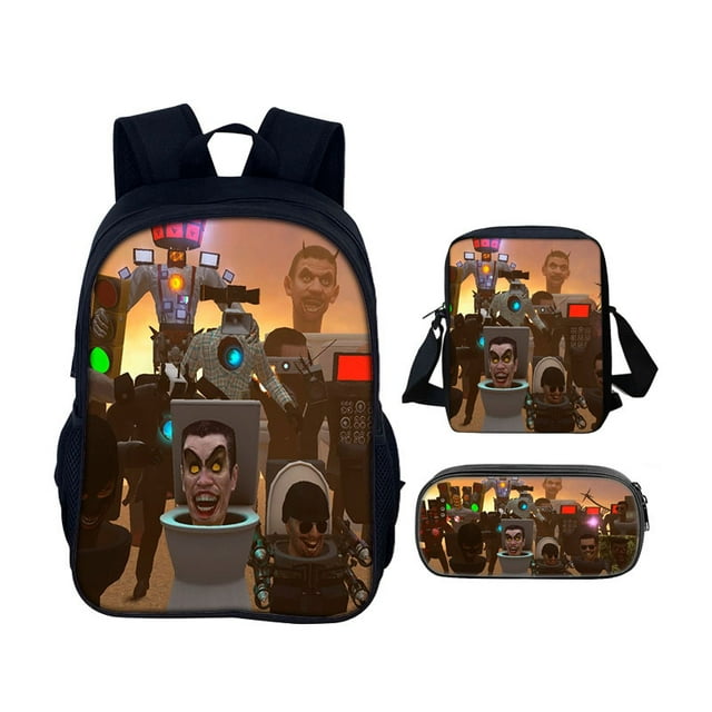 Toilet man three-piece skibidi toilet game peripheral backpack