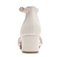 thumbnail image 6 of Women's Open Toe Ankle Strap Low Block Chunky Heels Sandals White Size 8.5, 6 of 7