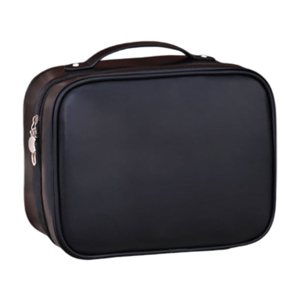 Neceser organizador de maquillaje con múltiples compartimentos, estuche de viaje para brochas y accesorios, bolsa portátil con asa en H para el hogar, la oficina o la escuela.