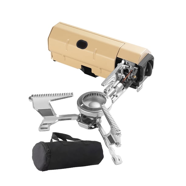 Sonducket Estufa de Gas, herramienta para barbacoa, quemador plegable, aleación de aluminio, resistente a la corrosión, tamaño compacto, Kits de desorden para acampar Caqui