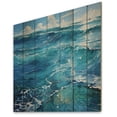 thumbnail image 2 of Designart "Teal White Ocean Charm Pointillism III" Nautical & Beach Print on Natural Pine Wood, 2 of 5