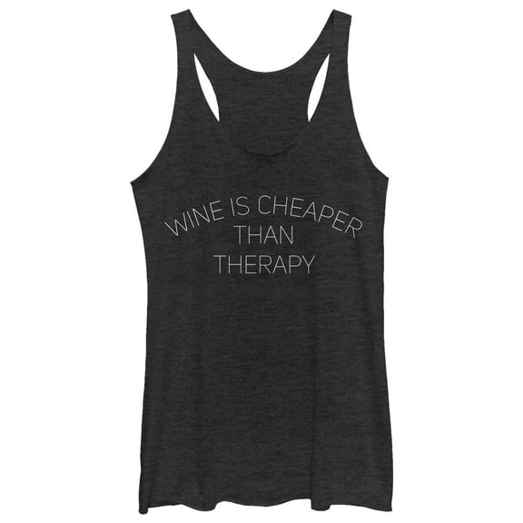 Women's CHIN UP Wine is Cheaper Than Therapy  Racerback Tank Top Black Heather Small