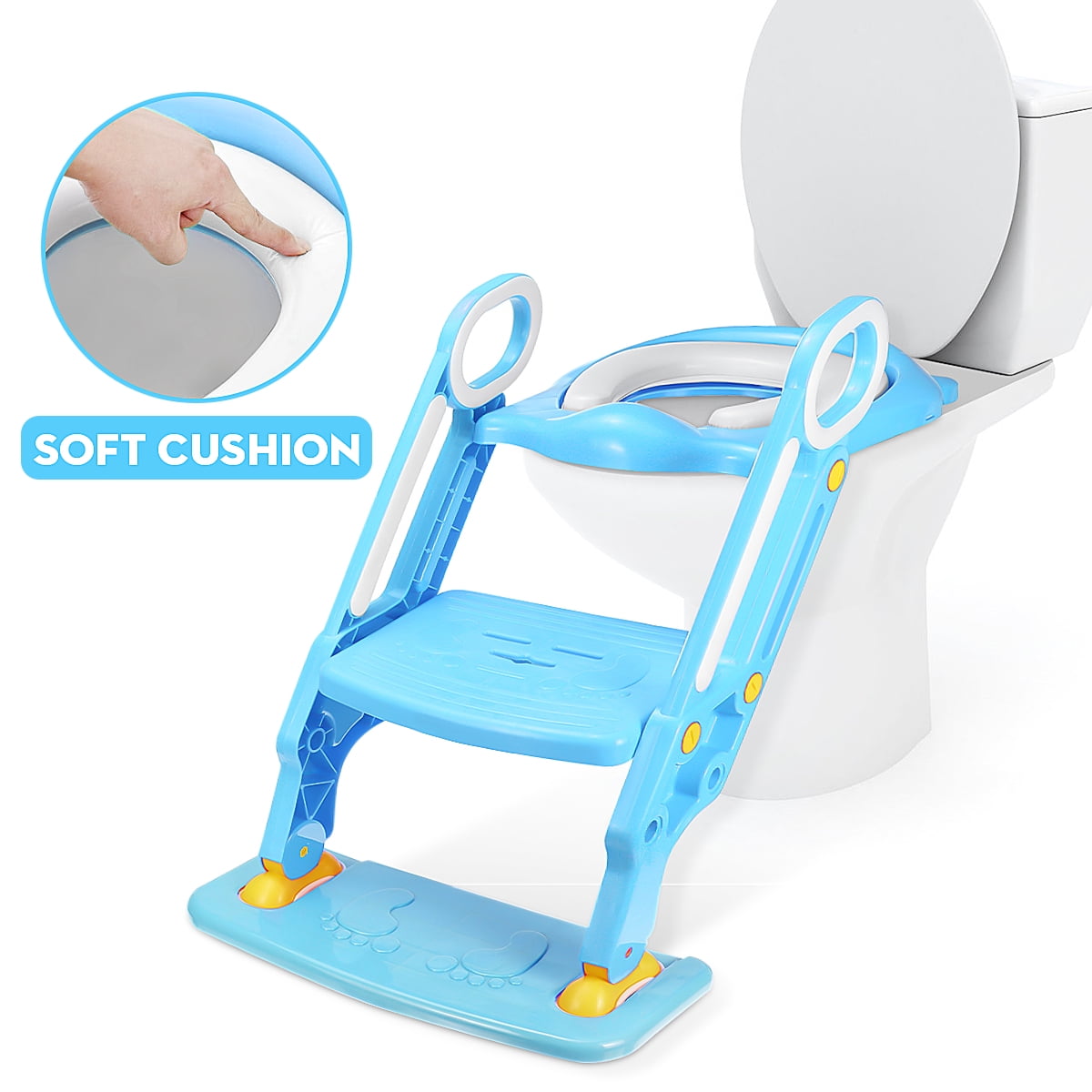 Baby Child Potty Toilet Kids Potty Toilet Trainer Seat Step Stool Ladder Adjustable Training Chair Training Folding Seat 2Colors-BU2 