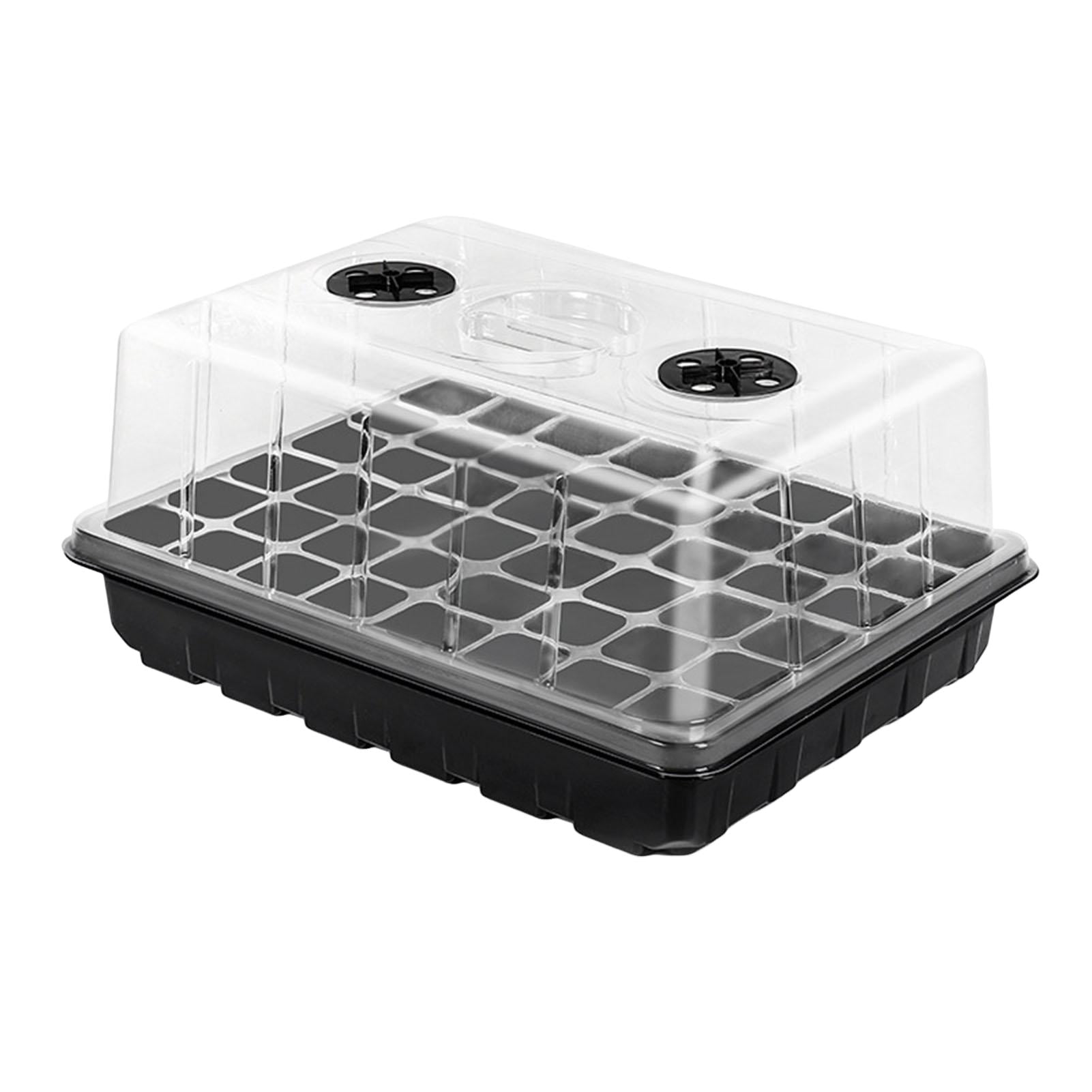 OIUR Plants Nursery Box with Humidity Dome 24 Cells or 48 Cells Transparent Seeds Starter Tray Plant Germination Box with Adjustable Vents for Seedlings Growth