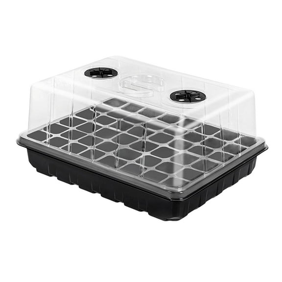 Plants Nursery Box with Humidity Dome 24 Cells or 48 Cells Transparent Seeds Starter Tray Plant Germination Box with Adjustable Vents for Seedlings Growth