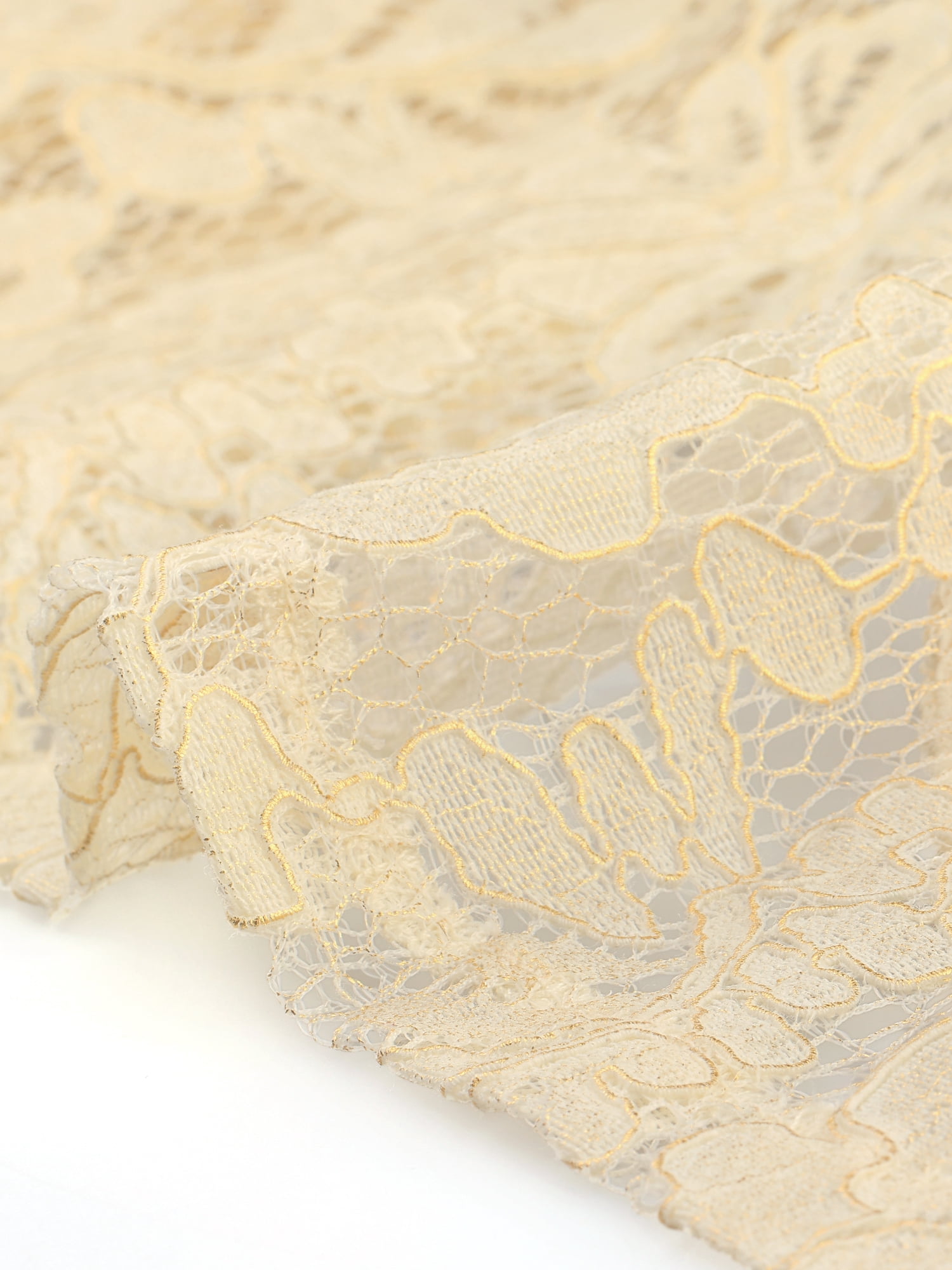 Unique Bargains Floral Lace Shrug for Women's Lapel Collar Short Sleeves Bolero Cardigan S Beige