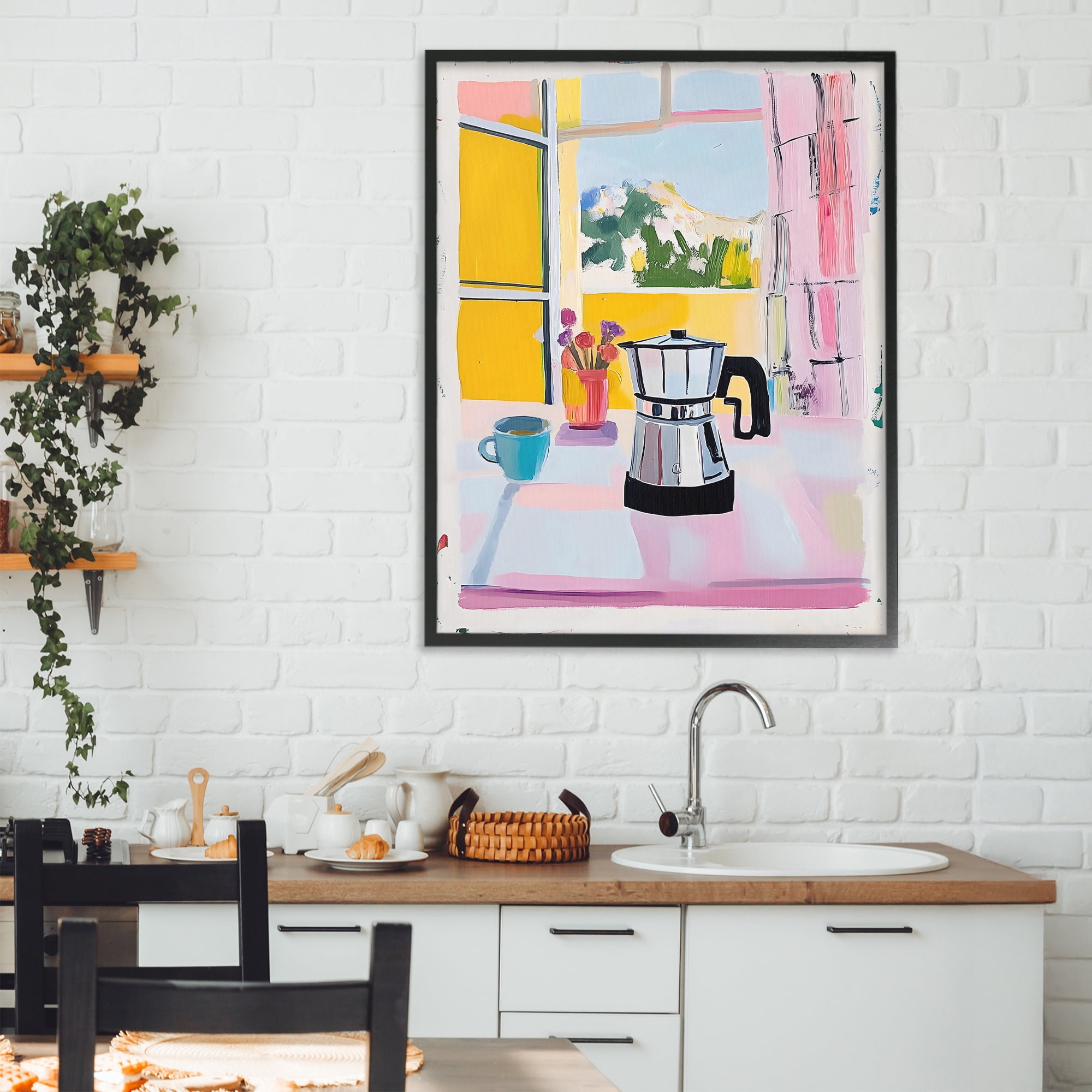 Stupell Industries Italian Moka Pot Kitchen Black Framed Giclee Art, design by The Prints Vibe