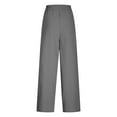 thumbnail image 7 of Pxxlle Cotton Linen Pants Women Plus Size Wide Straight Leg Pant with Pockets Casual Elastic Waisted Summer Spring Trousers Dark Gray XXL, 7 of 7