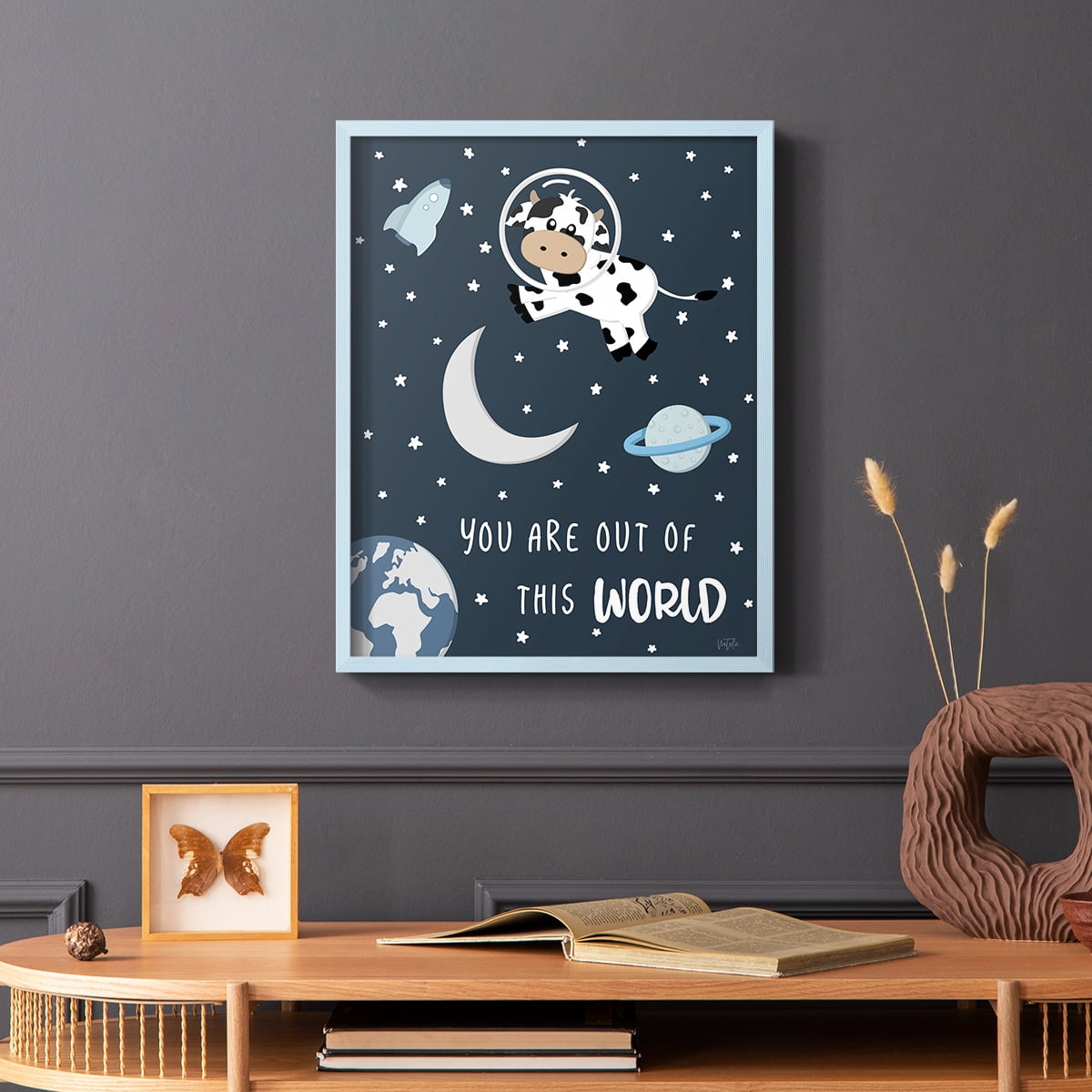 Cow in Space II in Paper Solid Wood 8 x 10 Framed Print