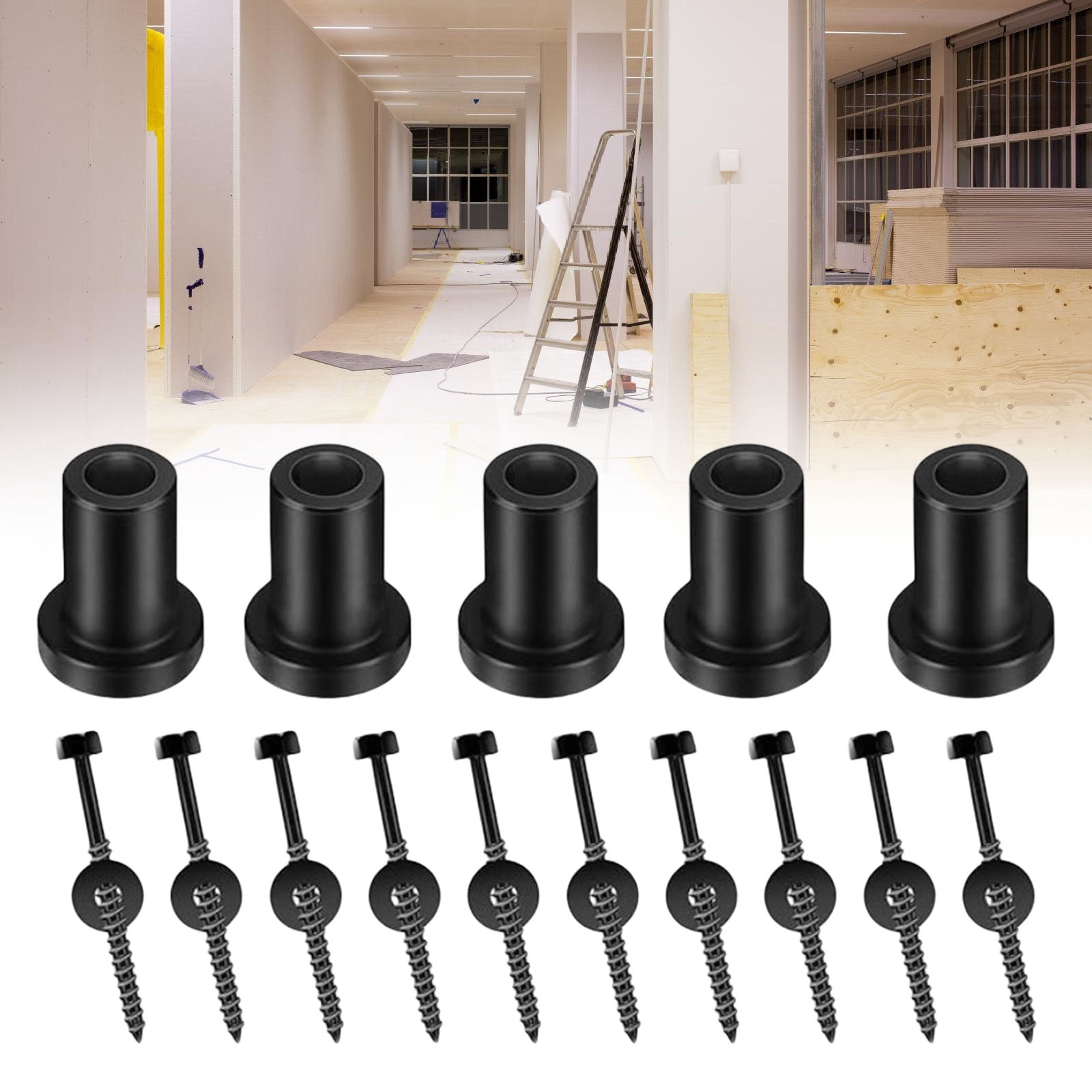 BIBABLYKE 10pcs Door Spacers Set Sliding Replacement Rail Track Hardware Wall Anchors Screws Lags Bolts for Secure Installation