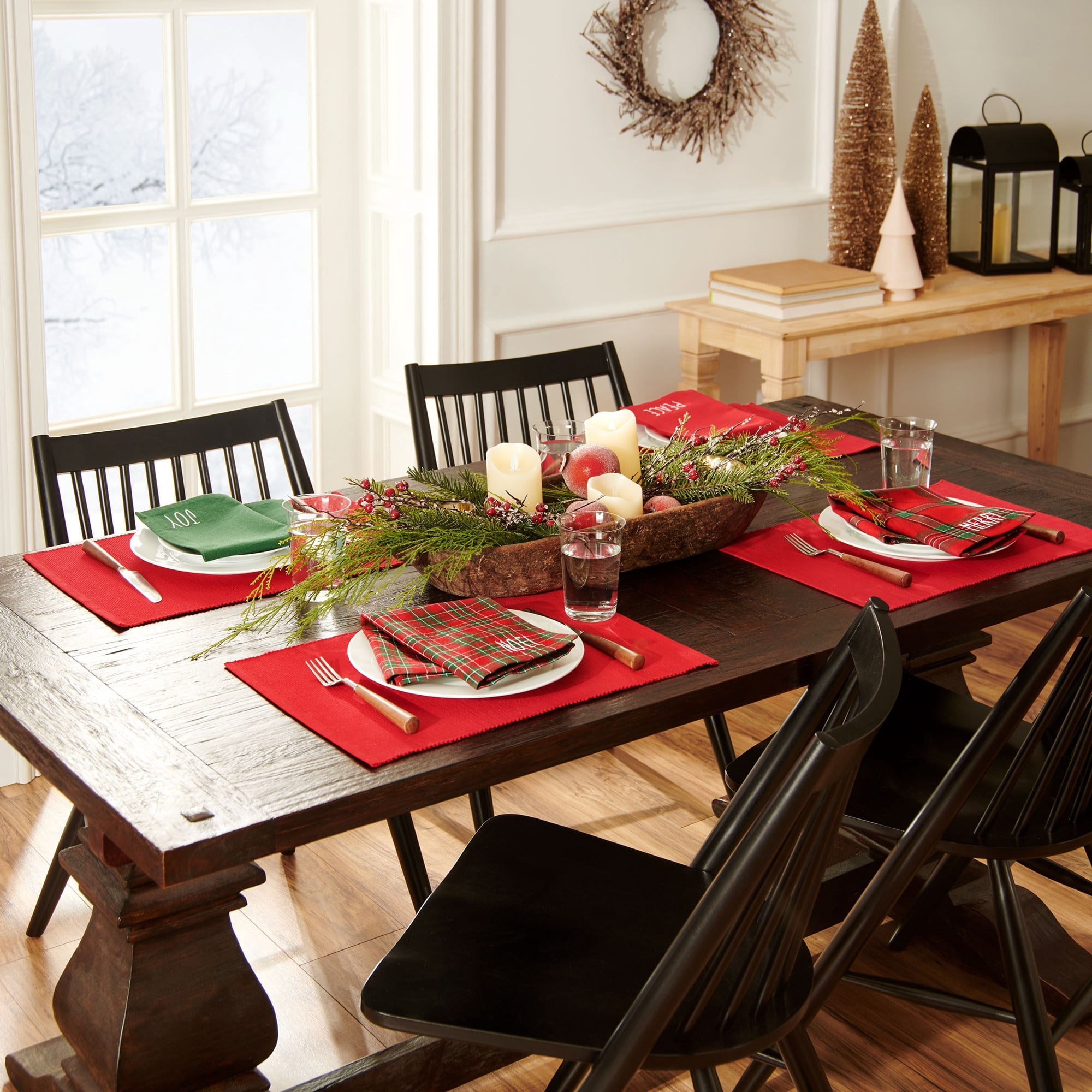 Elrene Home Fashions Holiday Christmas Sentiments Placemat and Napkin Value Set of 8 (4 of Each), Multicolor, 13" x 19"