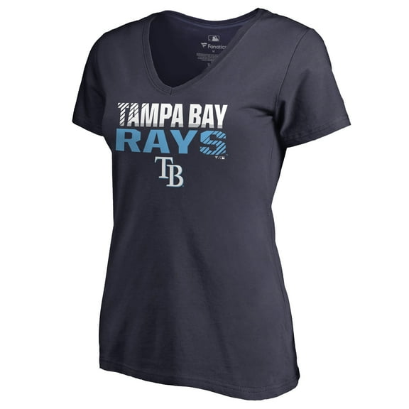 Women's Navy Tampa Bay Rays Fade Out V-Neck T-Shirt