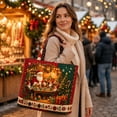 thumbnail image 4 of Christmas Quilted Tote Bag Large Reusable Santa Workshop Shopper Festive Shoulder Bag - 16.93 x 15.75 Inch, 4 of 5