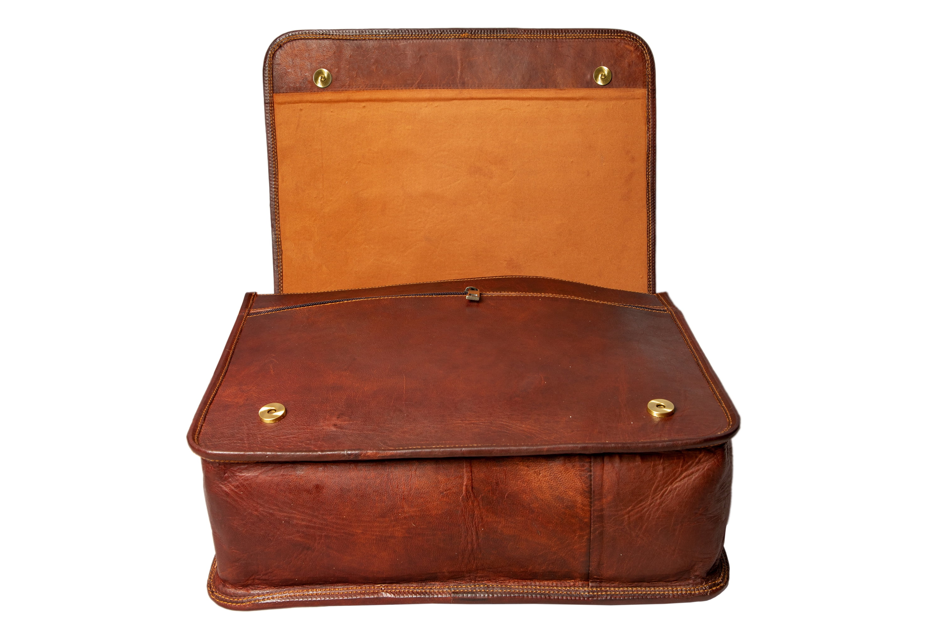 18" Vintage Soft Leather Messenger Brown Real Laptop Satchel Bag Genuine Briefcase (Dark Brown)