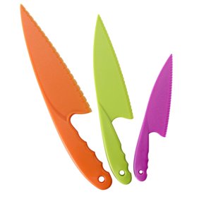 Set of 3 Plastic Knives,Cooking Kitchen Knife Set for Lettuce Cutting,QZS Plastic Knife with Serrated Edges for Cooking Supply