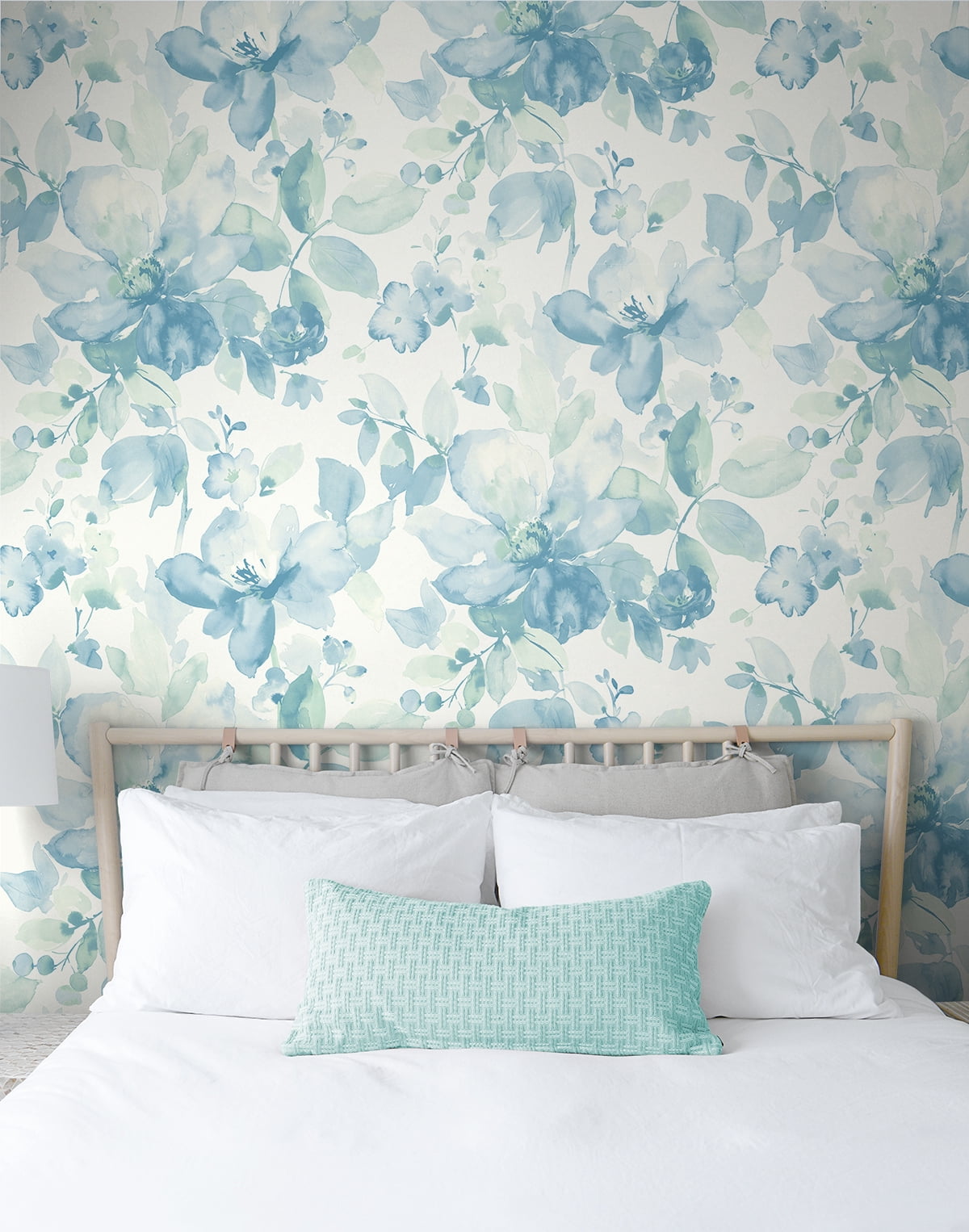 NextWall  Watercolor Flower Peel and Stick Wallpaper 20.5 in. W x 18 ft. L - Seaglass