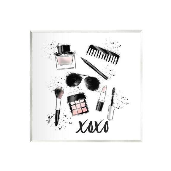 Stupell Industries XOXO Glam Cosmetics Makeup Graphic Art Unframed Art Print Wall Art, Design by Alison Petrie