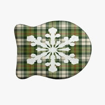 Simply Daisy Snow Flake on Plaid Fish Shape Pet Feeding Mat for Cats