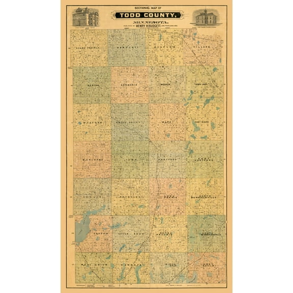 Todd County Minnesota - Budgett 1890 - 23.00 x 39.18 - Glossy Satin Paper