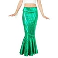 thumbnail image 3 of SWSMCLT Women's Mermaid Tail Adult Skirt Bodycon Cos Bead Elastic Band Halloween Metallic Fish Scale Outfits Bling Green 4-6, 3 of 4