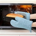 thumbnail image 4 of Soft Oven Mitts, Heat-Resistant Cooking Gloves, Thick Cotton Lining, Gripping for Baking, Grilling, 2Pcs Kitchen Mitts Blue 10.6x5.9inch, 4 of 6