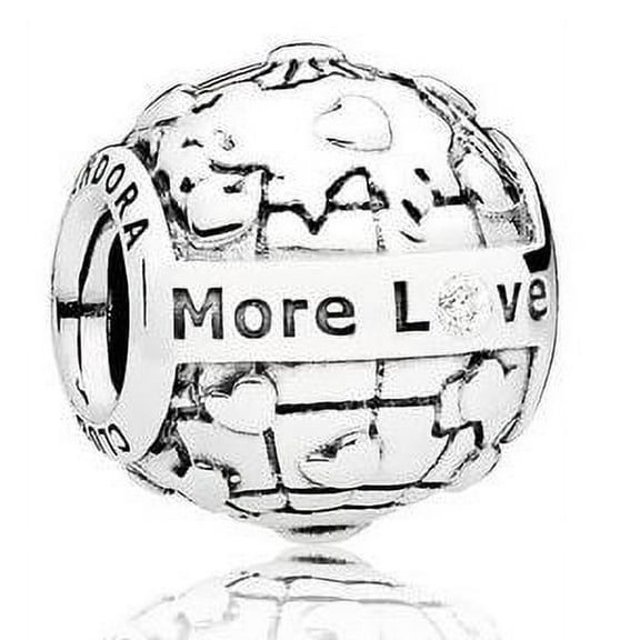 Pandora Sterling Silver 2018 Globe and Heart Club Charm with 0.01ct Diamond