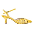 thumbnail image 3 of XYD Women Pointed Toe Caged Straps Pumps Ankle Strap Low Kitten Heels Chic Dating Work Sandals Shoes Size 7 Yellow, 3 of 4