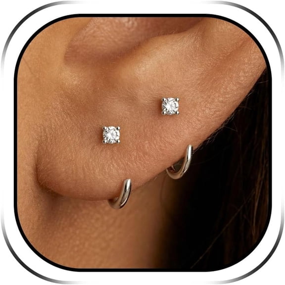 DESIGNICE Backless Earrings for Women Titanium No Back Half Huggie Hoop Earrings Poke Free Cartilage Piercing Jewelry