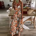 thumbnail image 4 of Orange White and Brown Circle Retro Pattern Sleeveless Dress womans clothing Beachwear, 4 of 6
