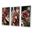 thumbnail image 3 of Designart "Glamorous Vintage Rose II" Floral Framed Wall Art Set Of 3 - Pink Traditional Frame Canvas Set For Living Room Decor, 3 of 6