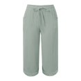 thumbnail image 5 of Bovemsi 2025 Women's High Waist Bubble Textured Linen 3/4 Cropped Trousers - Lightweight Summer Pants with Pockets, Silver, 4XL, 5 of 5