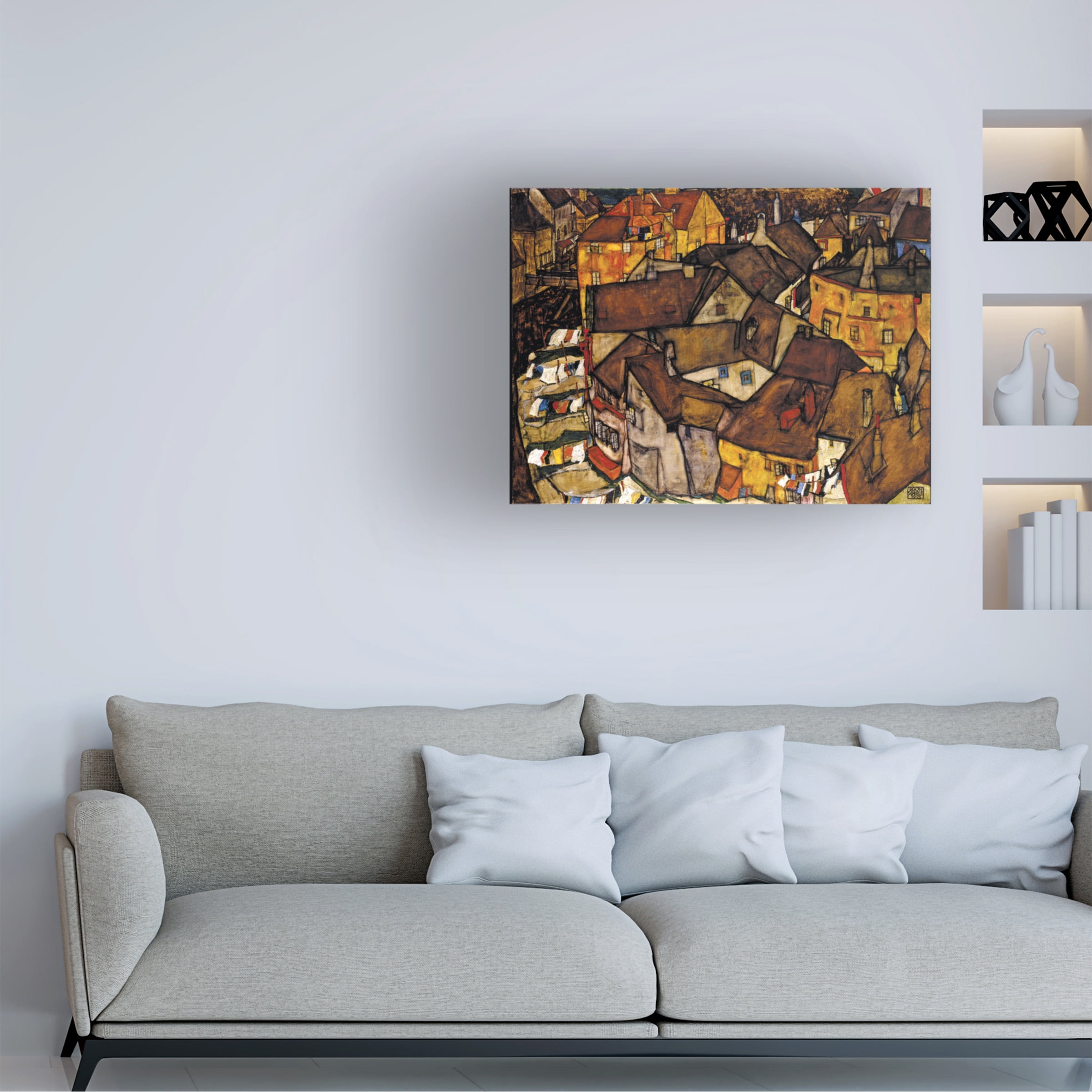 Egon Schiele 'Crescent Of Houses' Canvas Art