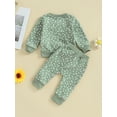 thumbnail image 5 of Baby Girls Fall Outfit 6M 12M 18M 24M 3Y Flower Print Long Sleeve Crew Neck Sweatshirt Sweatpants Fall Clothes, 5 of 10