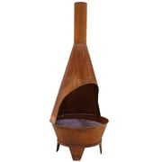 Sunnydaze Chiminea Fire Pit - Large Outdoor Patio Wood-Burning Mexican Style Backyard Fireplace Stove - Oxidized Rustic Cold-Rolled Steel - 6 Foot Tall