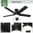 thumbnail image 6 of Hunter 52 inch Outdoor or Indoor Ceiling Fan with LED Light and Pull Chain - Black Ceiling Fan, Standard Mount, 5 Blades, For Patio, Porch, Garage, or Living Room - Sea Point 51681, Matte Black, 6 of 16