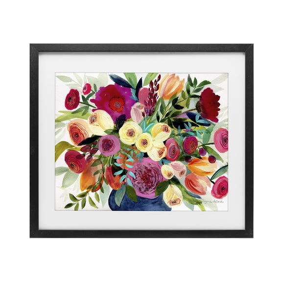 Stupell Industries Morning Joy Bouquet Black Framed Print Under Glass, design by Suzanne Allard