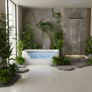 67 Luxury Whirlpool Bathtub with Panoramic Glass Window | 7 Hydro-Massage Jets, Waterfall Faucet & LED Chromatherapy | 1HP 750W Motor, Acrylic Spa Jetted Tub (110V) –Middle Drain